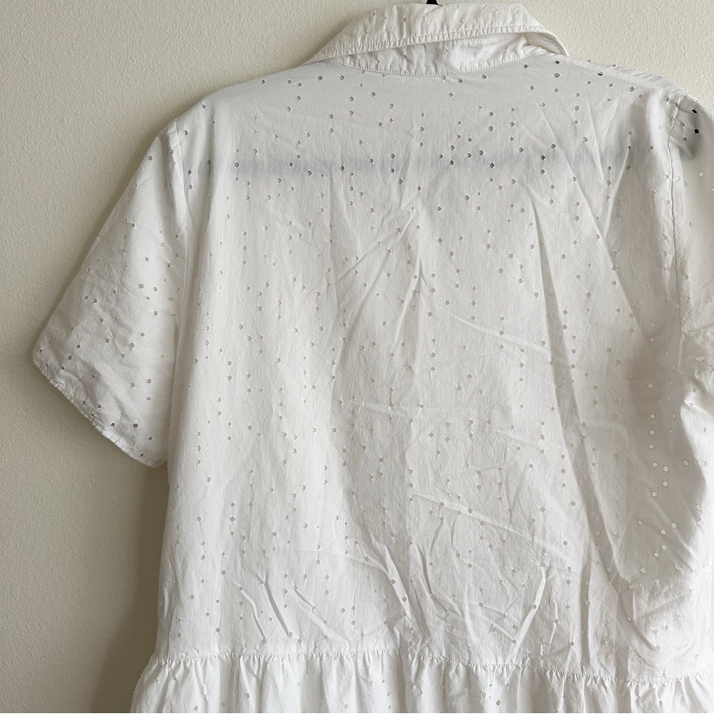 COS White Embroidered Dress with gathered panels 12 - Picture 9 of 12